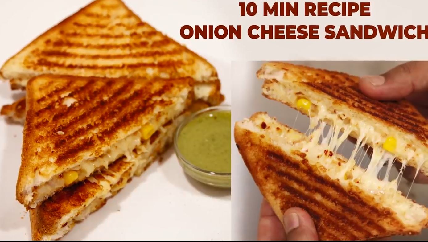Cheese Onion Sandwich 10 Minute Grilled SandWich